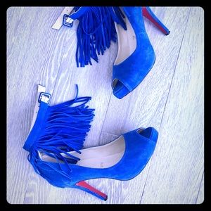 Christian Louboutin Blue Suede Tina Fringe 39